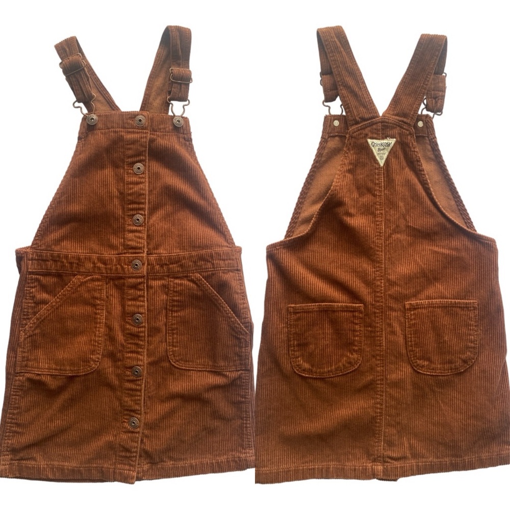 OshKosh B’gosh Rust Brown Corduroy Overalls Girl’s Dress Size 10